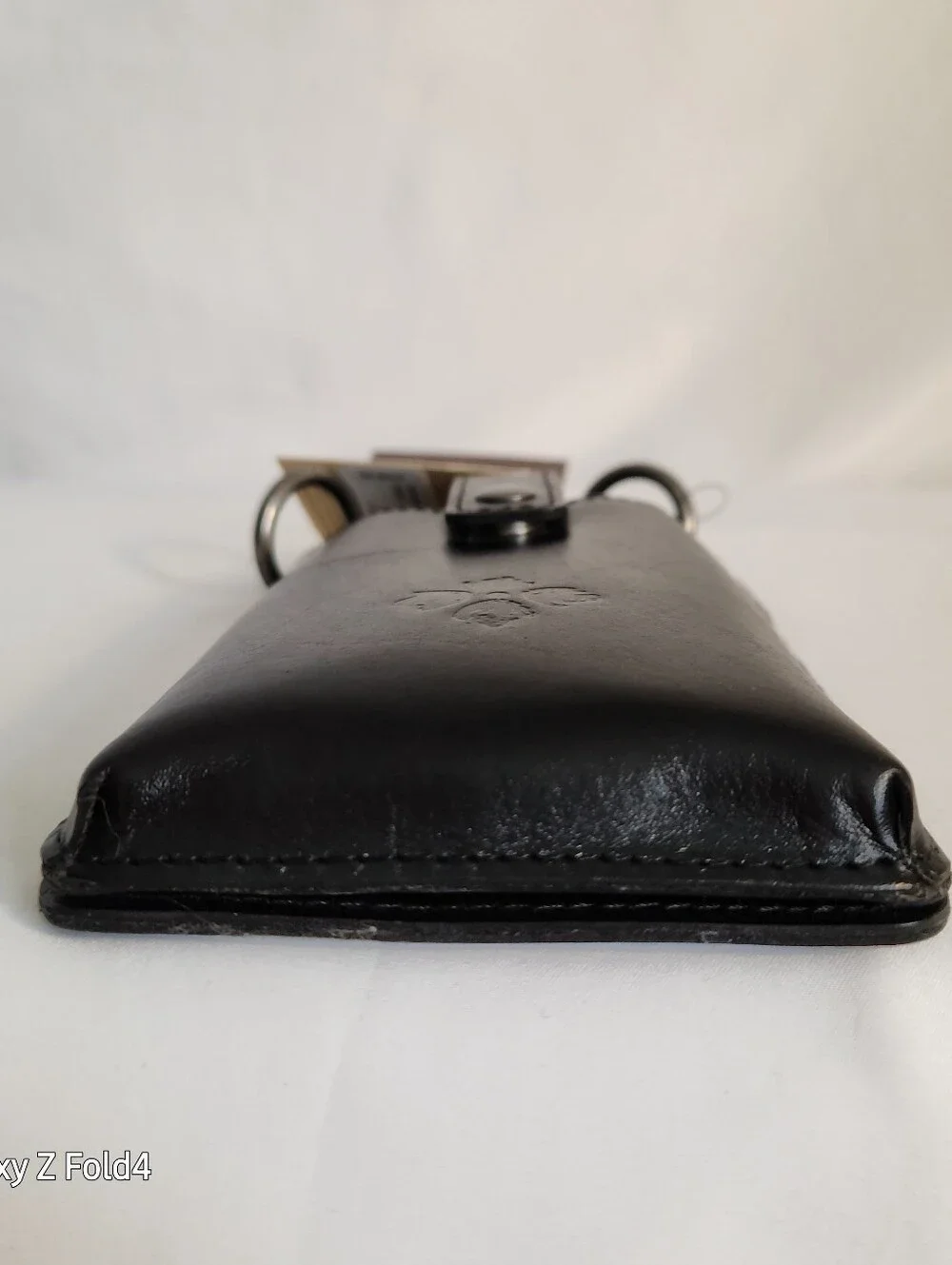 Patricia Nash Heritage Black Leather Phone Holster with Key Ring
